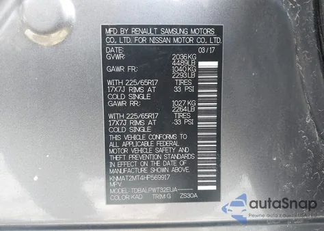 2017 Nissan Rogue S from USA, damaged, VIN KNMAT2MT4HP569917